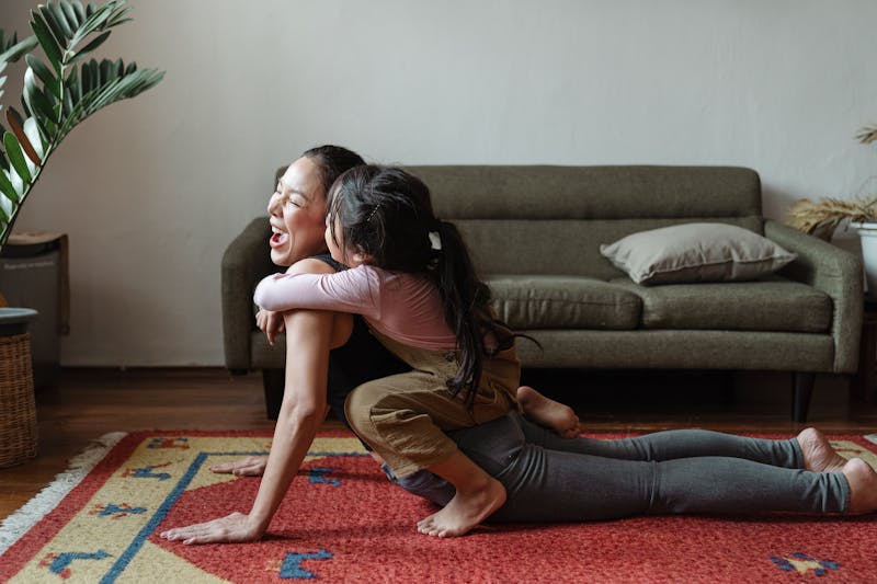 Mom and daughter playing around
